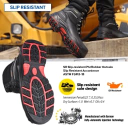 SAFETOE Men's Waterproof Cow Leather Safety Boot 8-inch Composite Toe Work Boots Insulated Winter Snow Boots ASTM F2413-18 I/75 C/75 S7 PR SD - Thumbnail 5