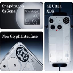 Nothing Phone (3) Cell Phone, 5G Unlocked Phones 256GB, Android 15, Snapdragon 8s Gen4, AI Mobile Phones with Four 50MP Cameras & AMOLED Display, 5150mAh, Glyph Interface, Smartphone White - Thumbnail 3