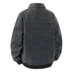 zfhfof Mens Faux Leather Bomber Jacket Casual Full Zip Up Lapel Long Sleeve Golf Jackets Vintage Motorcycle Jacket - Thumbnail 3
