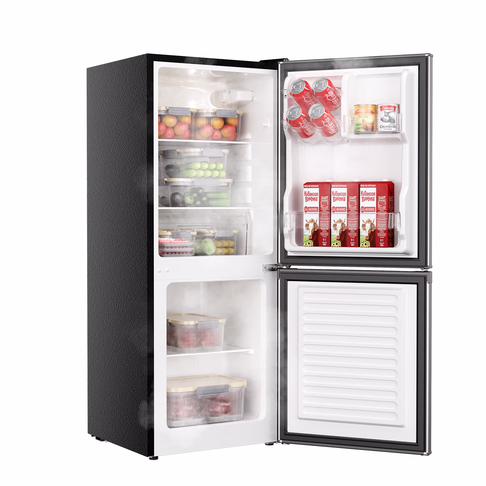 Upstreman 4.0 Cu.ft Mini Fridge with Freezer, 2 Door Compact Fridge Samll Bottom Freezer Refrigerators with 5 Settings Temperature, BM40 Stainless - Thumbnail 2