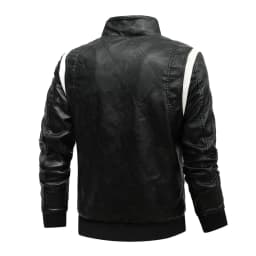 WXLWZYWL Mens Fall Winter Jackets Men's Faux Leather Jacket Zip-Up Winter Motorcycle Jacket Bomer Casual Windproof Coat Slim Collar Faux Zipper Jacket Top Jacket - Thumbnail 3
