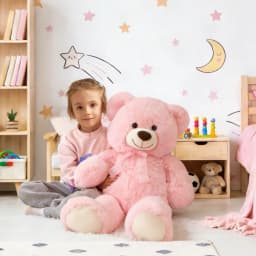 HollyHOME Giant Teddy Bear Big Plush Stuffed Animal Soft Cuddly Toy Gift for Girlfriend Kids Valentine's Day 36 Inch Pink - Thumbnail 5