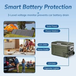 Auseo 68 Quart(64L) Portable Car Refrigerator, -4℉~50℉, 12/24V DC & 110-240V AC, Mini Fridge Freezer for RV Camping, Travel, Truck, Home, Green - Thumbnail 4
