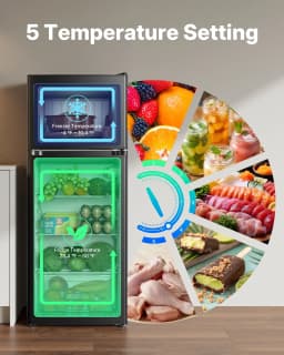 Upstreman 4.0 Cu.Ft. Mini Fridge with Freezer, 2 Door Small Refrigerator with 5 Adjustable Thermostat, Compact Refrigerator for Kitchen Apartment - Thumbnail 4