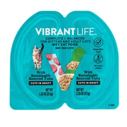Vibrant Life Tuna Cuts in Gravy Wet Cat Food, Grain-Free, 2.64 oz Premium Portions Split Tray - Thumbnail 1