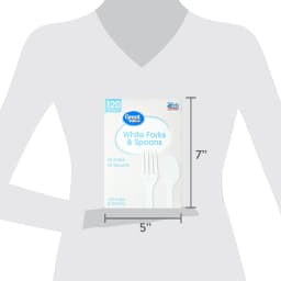 (3 pack) Great Value Everyday Disposable Plastic Forks and Spoons, White, 120 Count, 60 Forks and 60 Spoons - Thumbnail 7