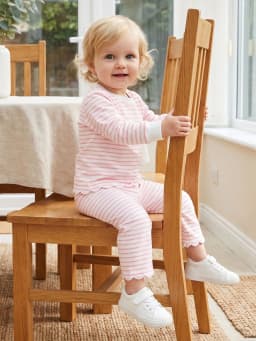 Loicainy Baby Toddler Girl Fall Clothes Set 6 12 18 24 Months 2T 3T 4T 5T Long Sleeve Crew Neck Striped Tops and Pants Outfits - Thumbnail 5