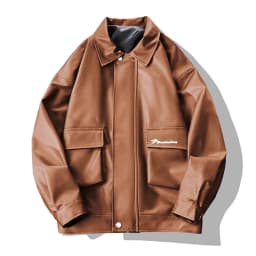 Xzbqbs Mens Leather Jacket Motorcycle Biker Jackets Casual Lightweight Faux Leather Outwear Collared Oversized Hip Hop Streetwear - Thumbnail 2