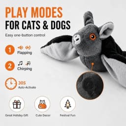 Flying Bat Dog Toy, Interactive Flap Wing Bat Toy for Dogs, Motion Activated Rechargeable Halloween Bat Toy for Dogs, Cats - Thumbnail 4