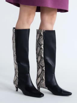 Scoop Women’s Two Tone Kitten Heel Knee High Boots, Wide Width Available - Thumbnail 2