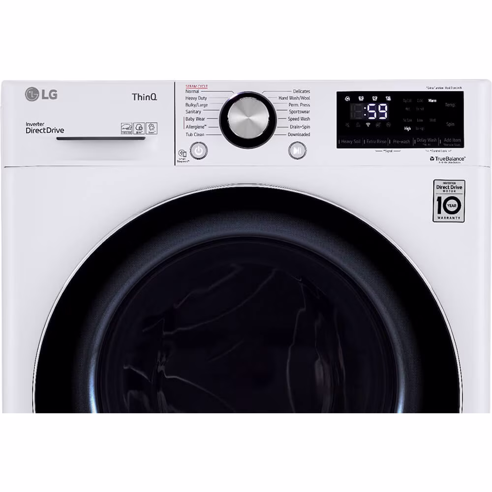LG WM1455HWA 2.4 Cu. Ft. HE Stackable Front Load Washer with Steam Wash - White - Thumbnail 3