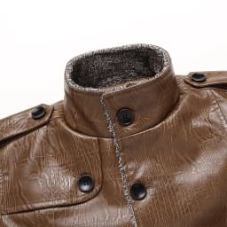 YLSDY Men's Fashion Faux Leather Jacket Winter Warm Fleece Lined Pu Leather Coat Slim Fit Motorcycle Jacket Khaki L - Thumbnail 7