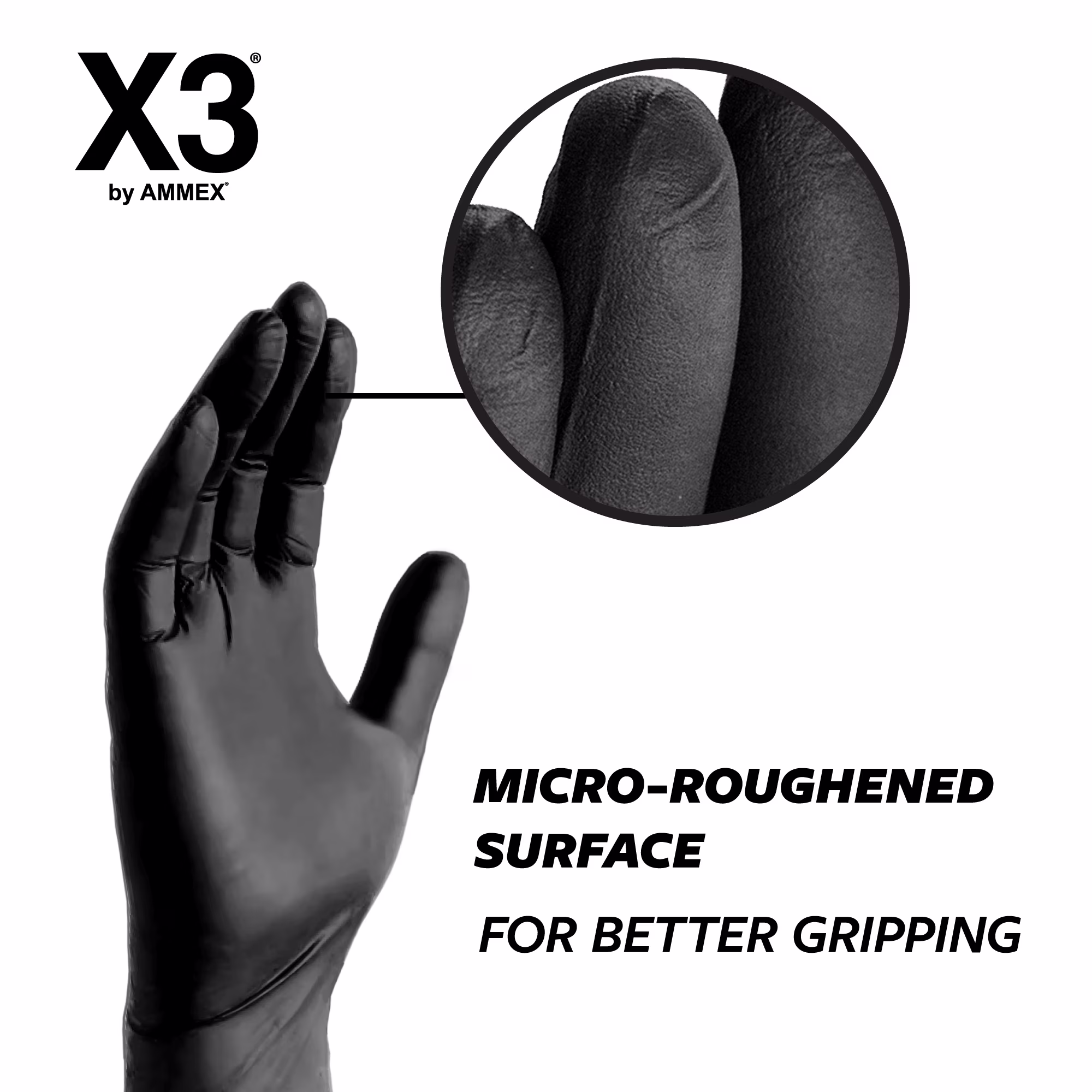 X3 Black Disposable Nitrile Gloves, Size XX-Large, 1000 Count, Light-Duty - Thumbnail 4