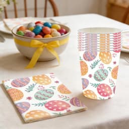 DAMAI 16 Pcs Easter Day Paper Cup - Colorful Eggs Pattern Disposable Dinnerware for Spring Celebrations Picnic Favors(Paper Cup ) - Thumbnail 4