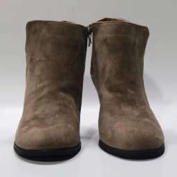 Womens Wedge Booties Closed Toe V Cutout Ankle Boots with Zipper Vintage Boots Stacked Wedge Heel Dressy Shoes - Thumbnail 5