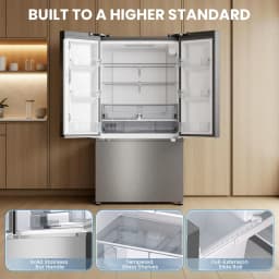 ICYBER BOOM 27.4 cu ft French Door Refrigerator, Full Size with Freezer, Auto Defrost, Ice Maker & Water Filter, Dual Zone, Stainless Steel - Thumbnail 7