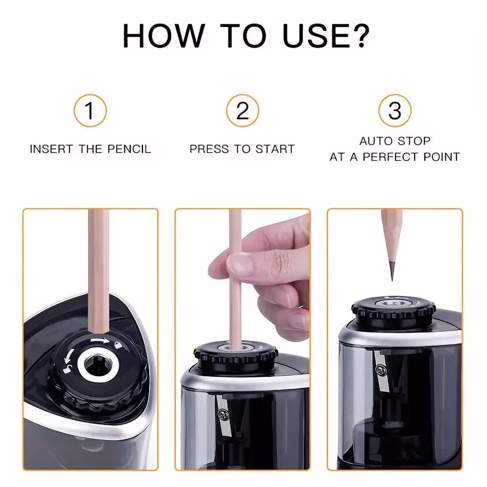 Electric Pencil Sharpener - Automatic, Desktop Office Stationery Tool with Precision Sharpening - Thumbnail 4