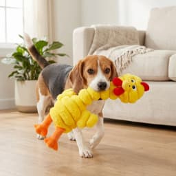Vibrant Life Yellow Long Neck Chicken Plush Dog Toy with Squeaker, Chew Level 3 - Thumbnail 3