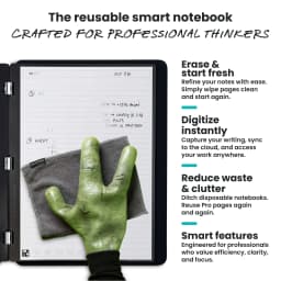 Rocketbook Smart Reusable Pro Notebook - Work and Business - Executive Size Black - Thumbnail 3