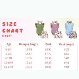 Younger Tree Ropa de Bebé Niña Conjunto de Verano para Infante Mameluco de Manga con Volantes y Shorts Florales con Diadema para 6-12 Meses - Thumbnail 7