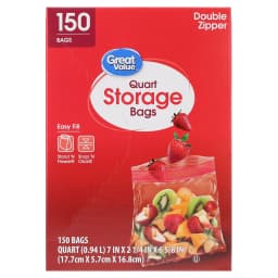 Great Value Double Zipper Quart Storage Bag, 150 Count - Thumbnail 1