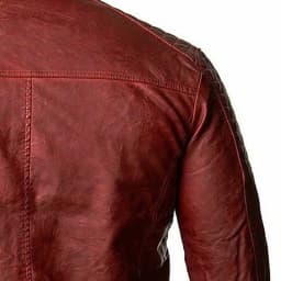 HWRETIE Men's Leather Plus Fleece Jacket Motorcycle Style Warm Winter Leather Coat Durable Casual Protective Outerwear - Thumbnail 7