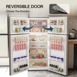 Upstreman 14.6 Cu. Ft. Top Freezer Refrigerator, Stainless Steel Frost Free Refrigerator with Free Ice Cube Tray, Garage Ready, NERGY STAR, BD146 - Thumbnail 4