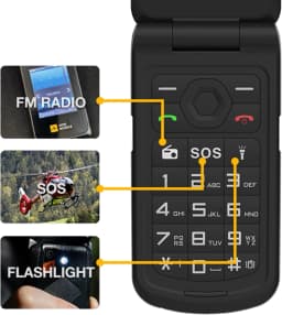 AGM M10 Rugged Basic Flip Phone, 4G Feature Cell Phone, Simple Mobile Phones, Waterproof & Drop-Proof, Pocket-Sized, SOS Button, Speed Dial, 98dB Speaker, Large Fonts & Big Buttons, for T-Mobile ONLY - Thumbnail 4