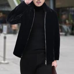 Maoxin Mens Jacket Men's Fashion Vintage Thickened Warm Solid Color Zipper Pocket Long Sleeved Hooded Jacket Plus Size Leather Jacket Black 5XL - Thumbnail 1
