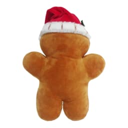 Vibrant Life Holiday Plush Dog Toy, Gingrbread Man with Santa Hat, Brown and Red, 11" - Thumbnail 4