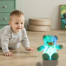 Light up LED Teddy Bear Stuffed Animal Soft Plush Toy, Birthday Valentines Gift for Toddler Kids Adult, 12 inch, Blue - Thumbnail 6