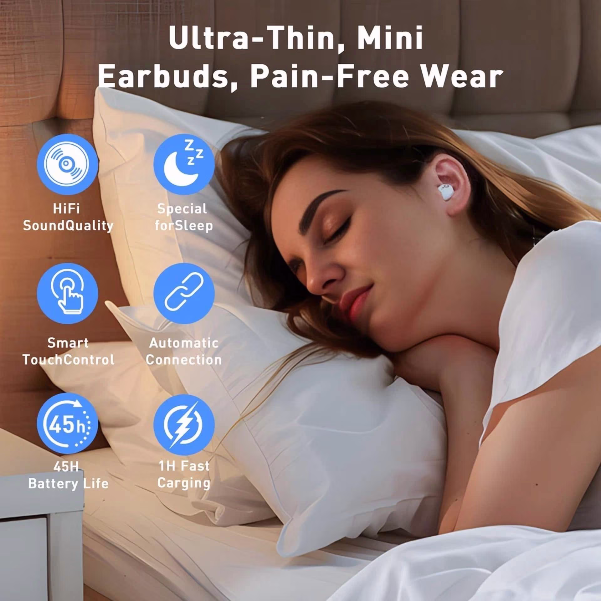 RHEA- Sleep Headphones, Wireless Sleep Earbuds For Side Sleepers, Mini Earbuds For Sle - Thumbnail 6
