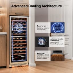 Ca’lefort 24 inch Dual Zone Wine Refrigerator Cooler 90 Bottle Built-In Wine Fridge with 3 Color LED Lighting for Home, Bar & Office - Thumbnail 9