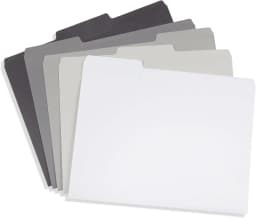 100 File Folders, Letter Size, 1/3 Cut Tab, Grayscale | Gray, black and white assortment, durable 11pt paper, 1/3 cut assorted tabs, color coded home - Thumbnail 3