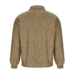 Suede Jacket for Men Loose Faux Leather Outwear Casual Full Zip Vintage Varsity Leather Bomber Jacket Jacket Windproof Brown XXL - Thumbnail 4