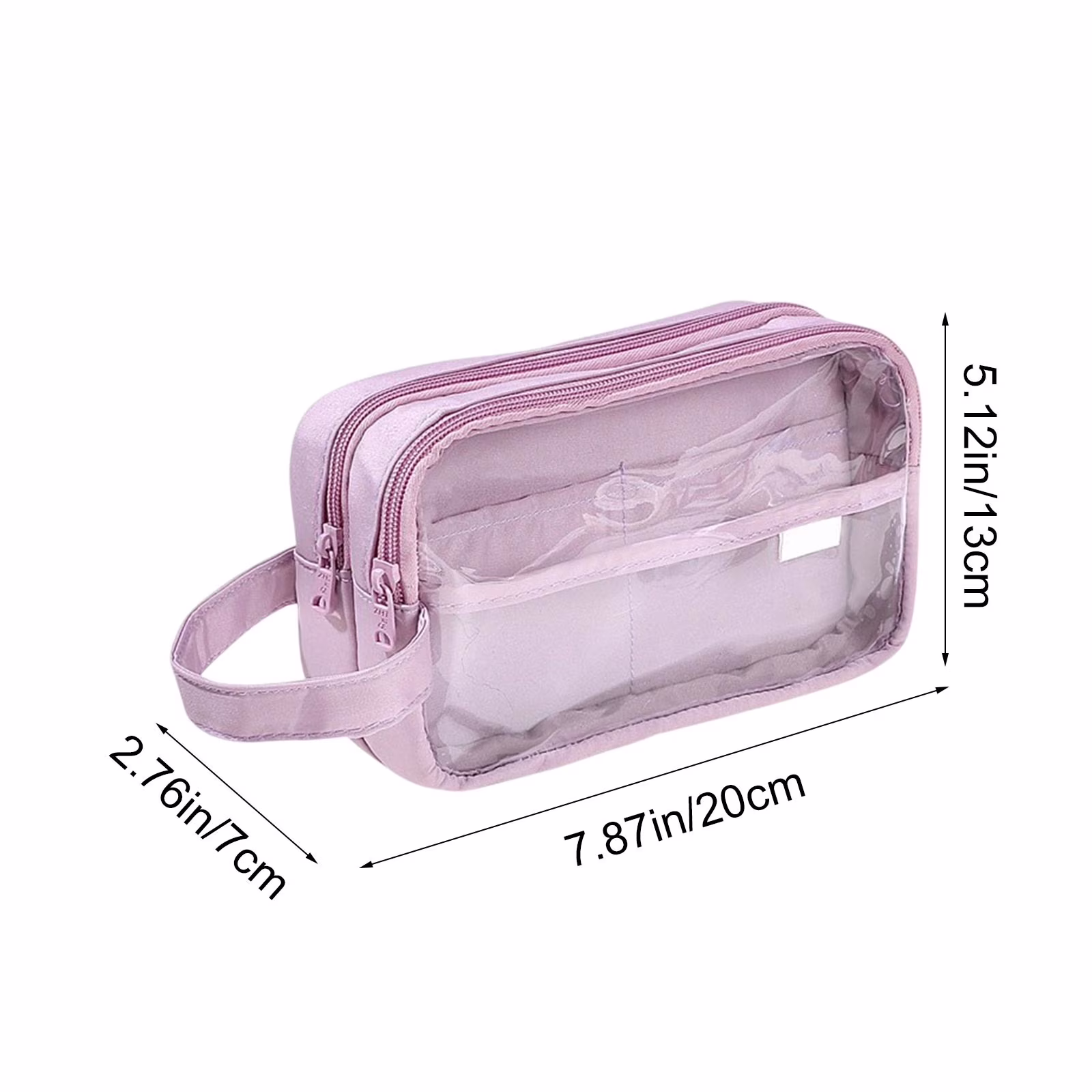 Dmlowu Pencil Pouch, 2 Separate Zippered Compartments Waterproof Pencil Case, Large Capacity Clear Bag for Pens Markers Tape Journal Supplies Badges - Thumbnail 4