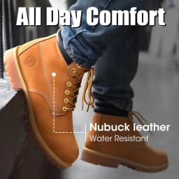 Jacata Work Boots for Men Soft Toe Non Slip Leather Construction Boots (Wheat Size 10) - Thumbnail 5