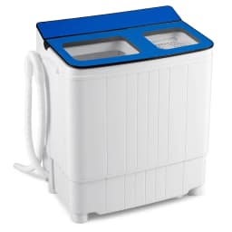 Costway 18 lbs Mini Laundry Machine with 11 LBS Washer&7 LBS Spinner Combo, Twin Tub Washer Blue & White - Thumbnail 1