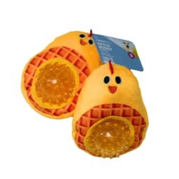 Vibrant Life Fetch Buddy Chicken Waffle Plush Dog Toy with Detachable Spikey Ball, Chew Level 1 - Thumbnail 7