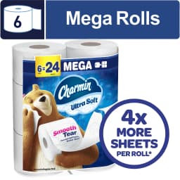 Charmin Ultra Soft Toilet Paper 6 Mega Rolls, 224 Sheets Per Roll - Thumbnail 1