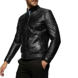Men's Stylish Beautifully Designed Black 100% Genuine Lambskin Leather Lightweight Soft Satin lining Jackets for Men - S Size - Thumbnail 1