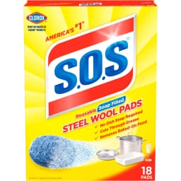 S.O.S Steel Wool Dish Scrubber Pads, 18 Pack - Thumbnail 1