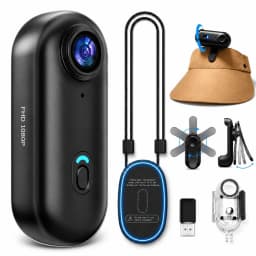 JETO 1080P Mini Body Camera 64GB, Wearable Clip-On POV Camera WiFi App - Thumbnail 1