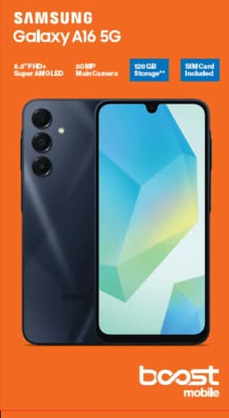 Boost Mobile Samsung A16, 5G, 128GB, Black - Prepaid Smartphone [Locked to Boost Mobile] - Thumbnail 7