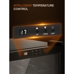 8 Bottles Wine Cooler Refrigerator, Freestanding Wine Cellar with LED Light, Digital Temper Control, Black - Thumbnail 5