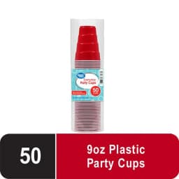 Great Value Disposable Plastic Party Cups, Red, 9 oz, 50 Count - Thumbnail 2