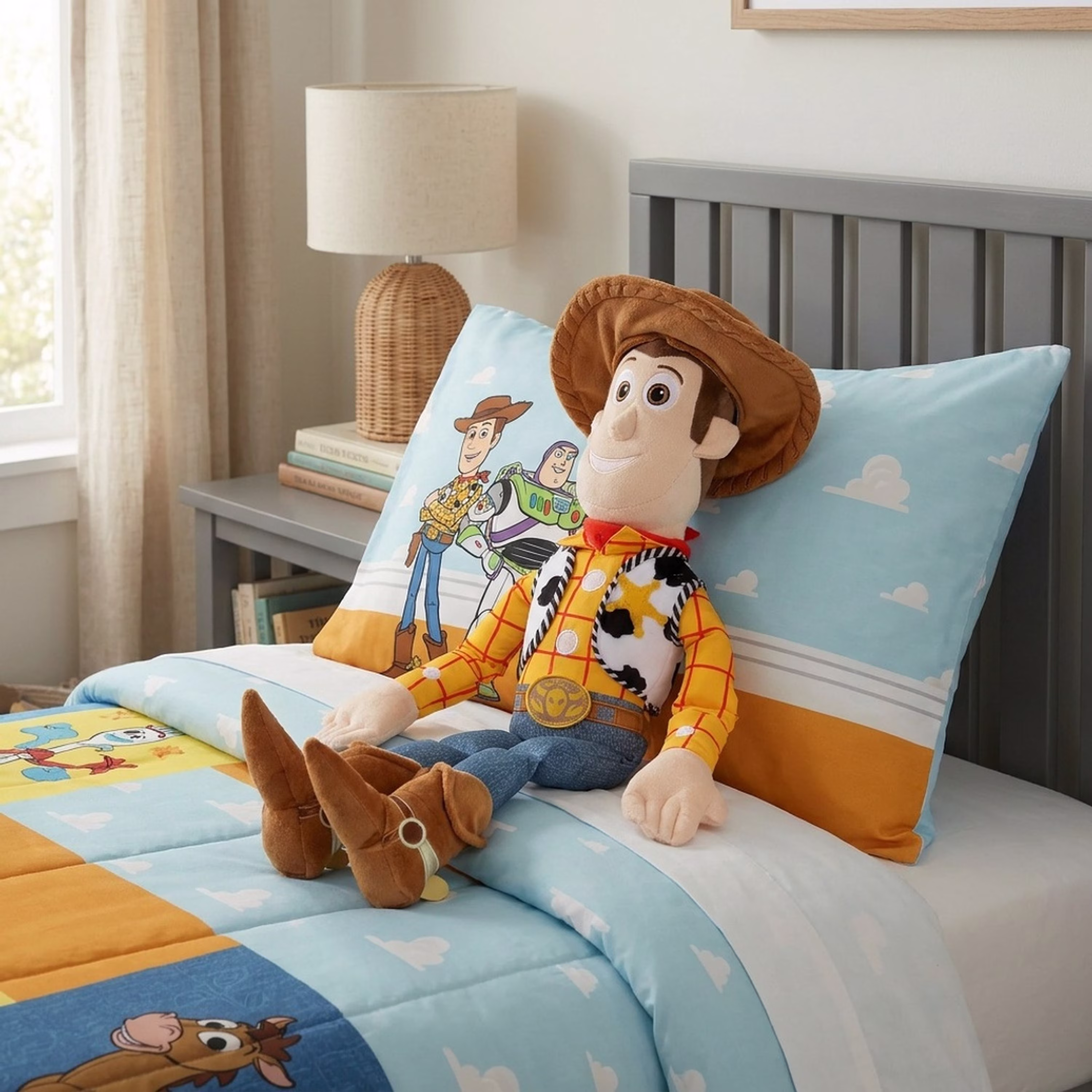 Toy Story Woody Kids Decorative Pillow Buddy, Polyester Velboa, Orange, Disney - Thumbnail 2