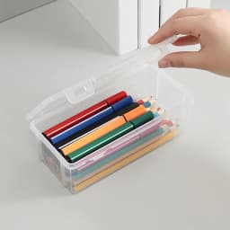 UALSRZL Extra Large Pencil Case, Clear Plastic Pencil Box with Snap Lid, Stackable Organizer for Pens, Markers, Crayons, Stickers & Arts Supplies - Thumbnail 6