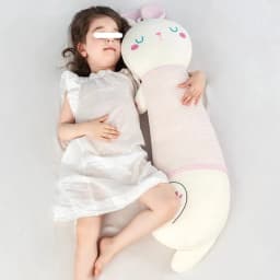 Sleeping Bunny Long Plush Pillow, Soft Rabbit Body Cushion Decorative Toy - Thumbnail 4