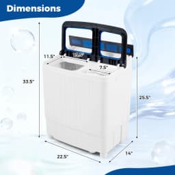 Costway 18 lbs Mini Laundry Machine with 11 LBS Washer&7 LBS Spinner Combo, Twin Tub Washer Blue & White - Thumbnail 3